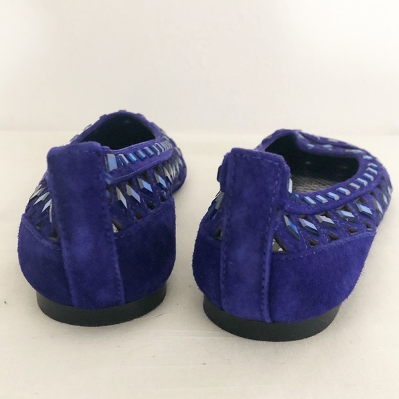 Gianini Bini blue laser cut jeweled flats - Picture 3 of 11